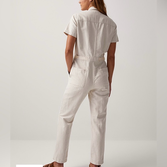 Outerknown women’s S.E.A. organic cotton jumpsuit beige size large short sleeve - Picture 2 of 9